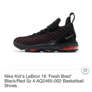 Nike LeBron 16 “Fresh Bred” Size 4Y